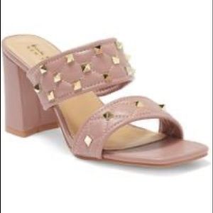 Nicole Miller Light Pink Spiked Block Heel